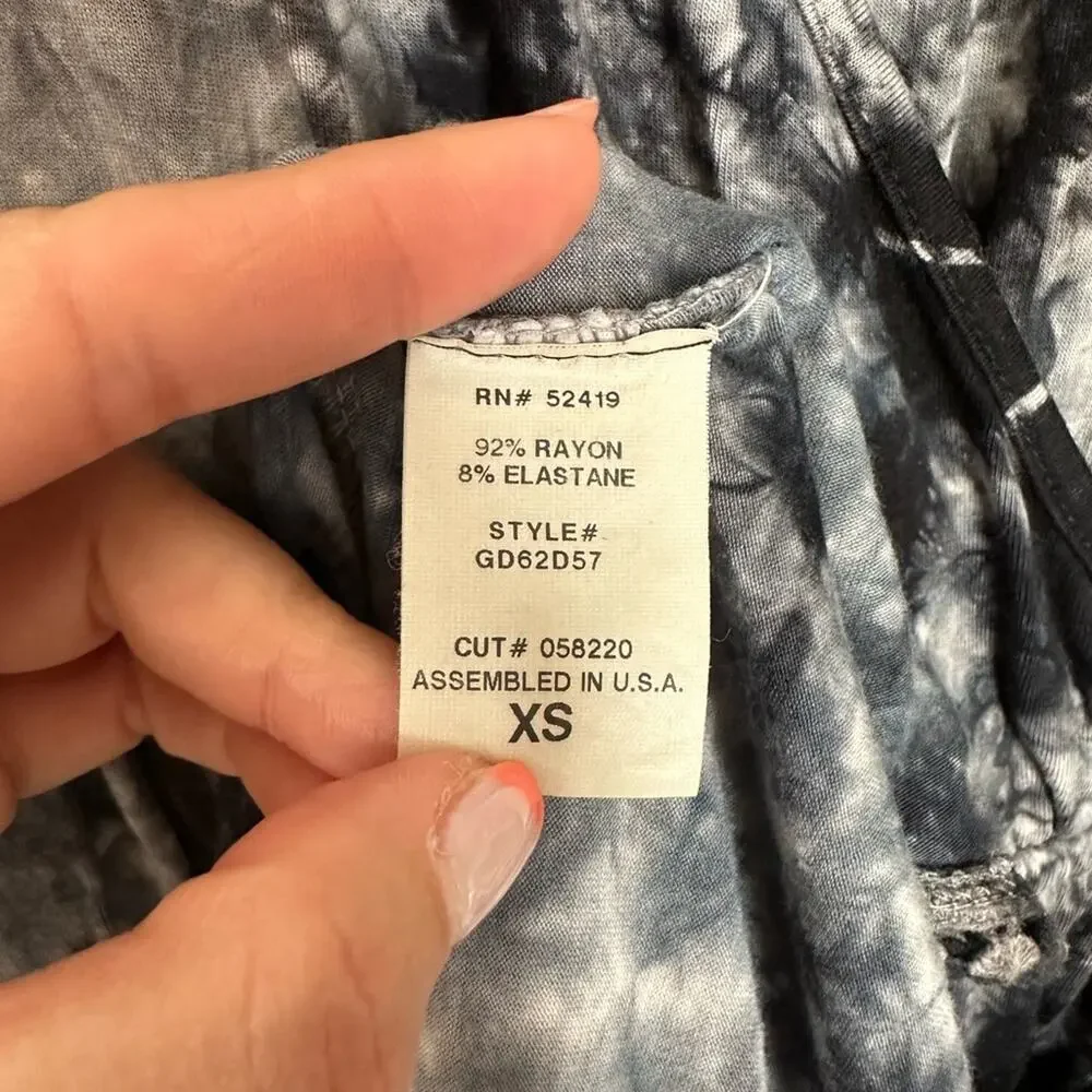 GREEN DRAGON Womens Tie Dye Wrap Front V-Neck Tank Top Dress Black Grey Size XS